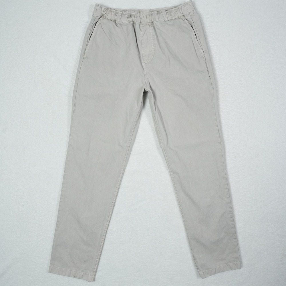 Outerknown Mens Organic Cotton Beach Pants Khaki Tan Elastic‎ Waist Size Small